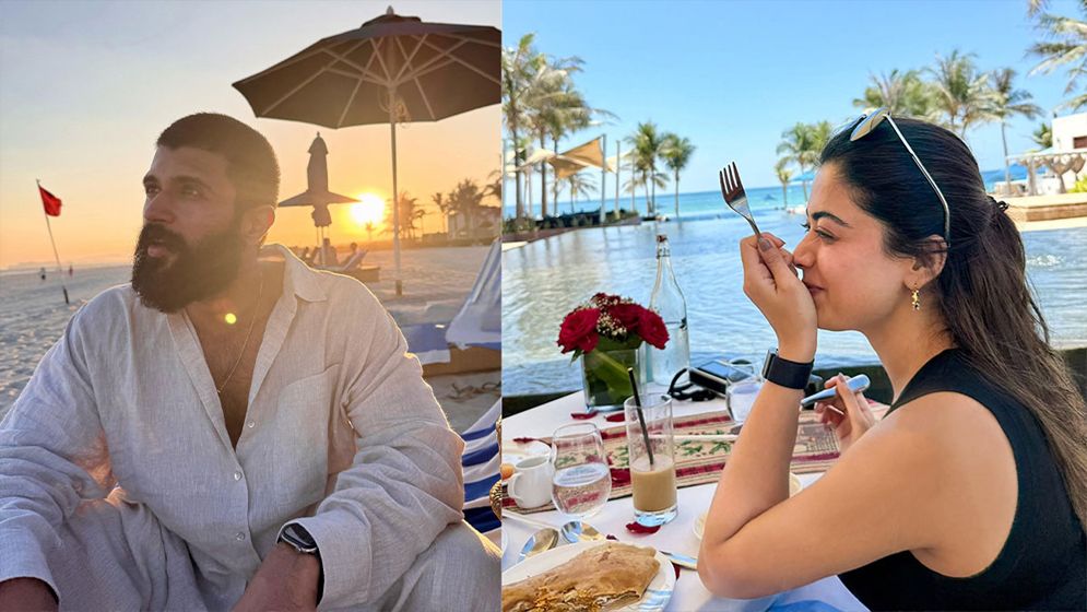 ওমানে বিজয়ের সঙ্গেই সমুদ্র সৈকতে রাশমিকা