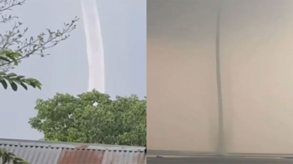 পদ্মা নদীতে টর্নেডো, পানি উঠে গেল আকাশে