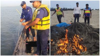 নৌ পুলিশের অভিযানে অবৈধ জাল-মাছ-মাছের পোনা উদ্ধার, আটক ৩২৬