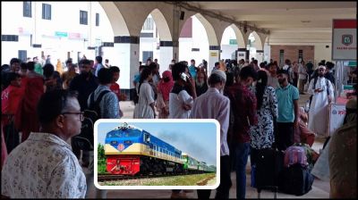 কমলাপুর রেলওয়ে স্টেশনে মানুষের ঢল : কেউ যাচ্ছেন, কেউ আসছেন