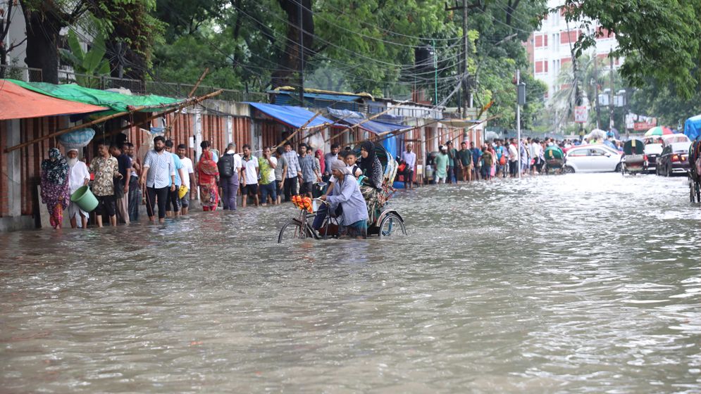 বৃষ্টিতে ঢাকা নিউ মার্কেট এলাকা
