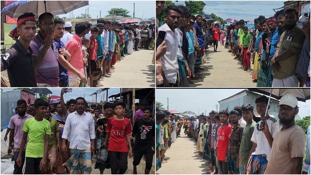 ইটনায় নামাকারা নদী খননের পর মাটি বিক্রির অভিযোগে এলাকাবাসীর মানববন্ধন