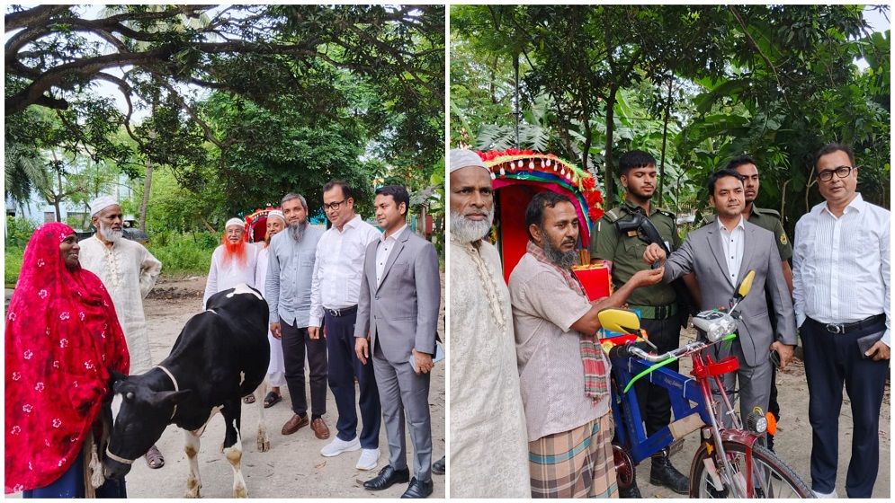 রূপগঞ্জ উপজেলা প্রশাসনের উদ্যোগে অসহায়দের মাঝে অটোরিকশা ও গরু বিতরণ