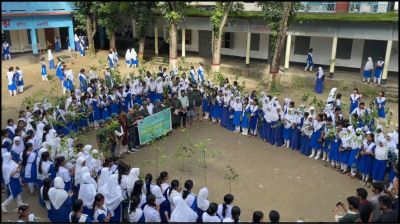 কিশোরগঞ্জে শিক্ষার্থীদের হাতে ফলদ-বনজ চারা বিতরণ