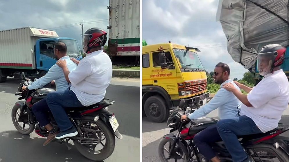 যানজটে আটকে পড়ে মোটরসাইকেলে যাত্রা সড়ক উপদেষ্টার