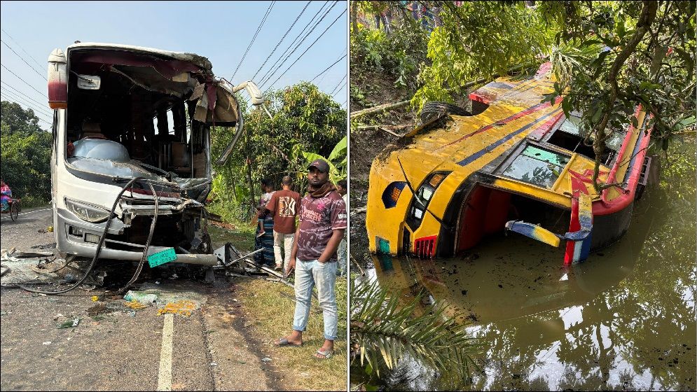 রাজবাড়ীর কালুখালীতে বাস দুর্ঘটনায় আহত ২০