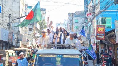 কিশোরগঞ্জ-১ আসনে খেলাফত মজলিসের প্রার্থীর শহরজুড়ে শোডাউন