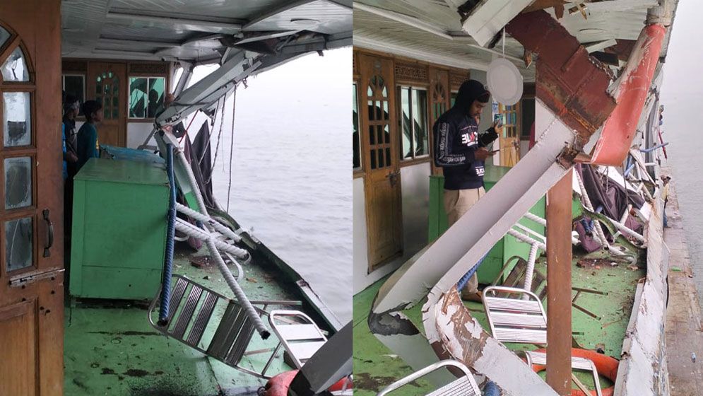 মালবাহী জাহাজের সঙ্গে যাত্রীবাহী লঞ্চের ধাক্কা, আহত ৫