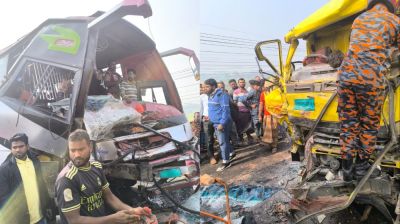 বাস-ট্রাক সংঘর্ষে নিহত ২