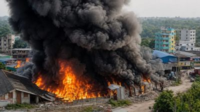 গাজীপুরে ঝুটের গোডাউনে ভয়াবহ আগুন চার ঘণ্টার চেষ্টায় নিয়ন্ত্রণে