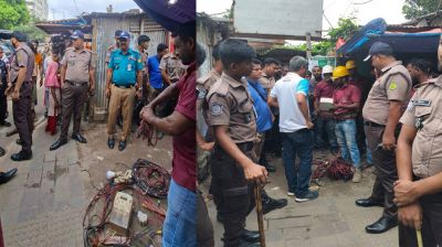 লালবাগে রিকশার অবৈধ বিদ্যুৎ সংযোগের গ্যারেজে অভিযান