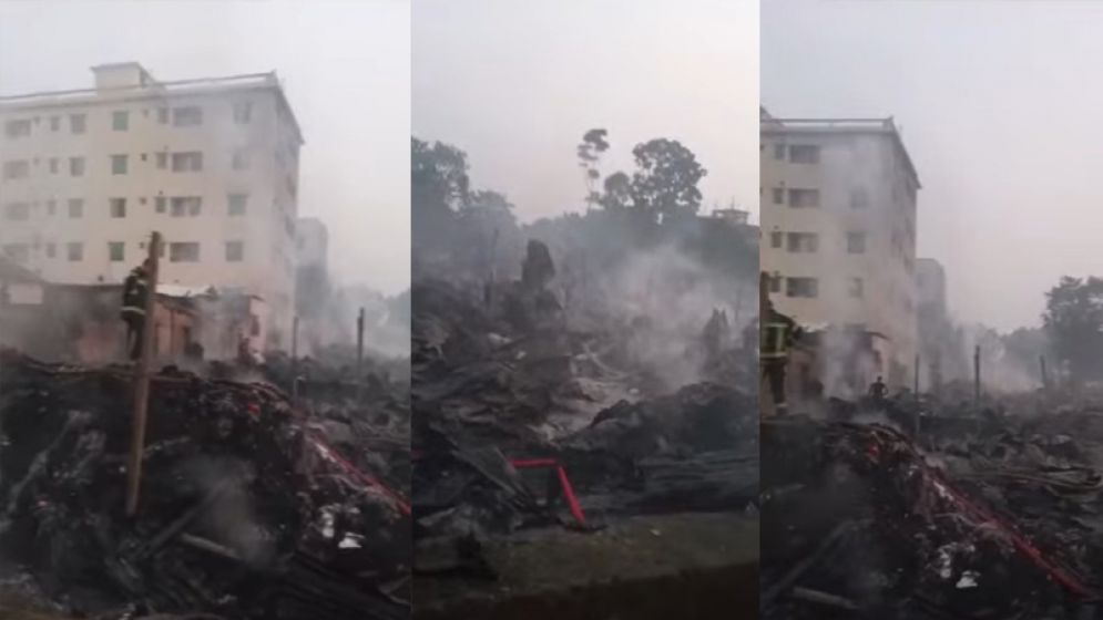 আশুলিয়ায় গুদামের আগুনে পুড়ল বহু ঘর, নগদ টাকা ও মালামাল চুরির অভিযোগ