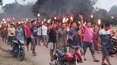 সাজেকবাসীর দাবির সমর্থনে বাঘাইছড়িতে মশাল মিছিল